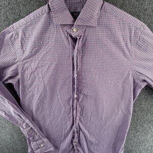 Vineyard Vines ITALY Pink Blue Check Long Sleeve Button Up Shirt Men Small Woven